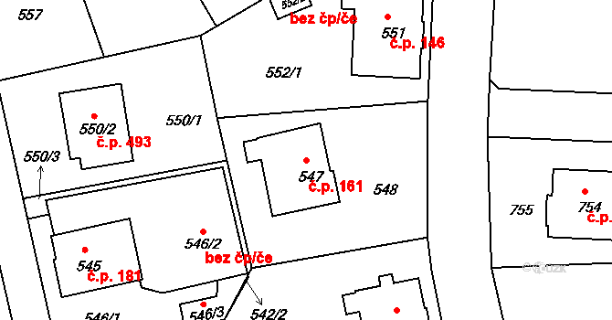 Liberec XI-Růžodol I 161, Liberec na parcele st. 547 v KÚ Růžodol I, Katastrální mapa