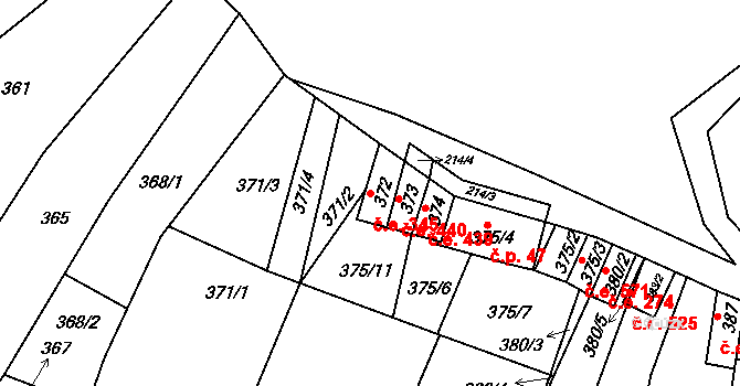 Mokrá 345, Mokrá-Horákov na parcele st. 372 v KÚ Mokrá u Brna, Katastrální mapa