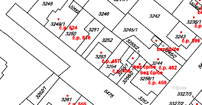 Lobzy 457, Plzeň na parcele st. 3253 v KÚ Plzeň, Katastrální mapa