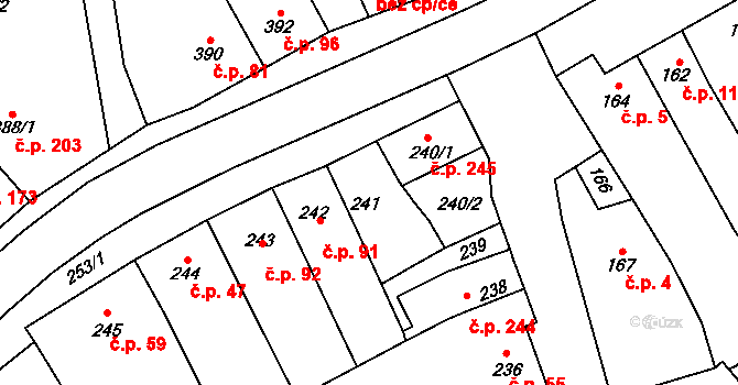 Malhostovice 90 na parcele st. 241 v KÚ Malhostovice, Katastrální mapa