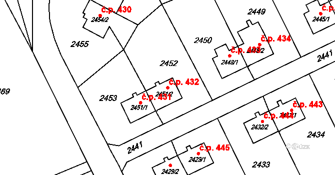 Prostřední Suchá 432, Havířov na parcele st. 2451/2 v KÚ Prostřední Suchá, Katastrální mapa