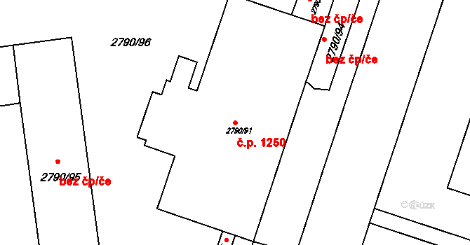 Holešov 1250 na parcele st. 2790/91 v KÚ Holešov, Katastrální mapa