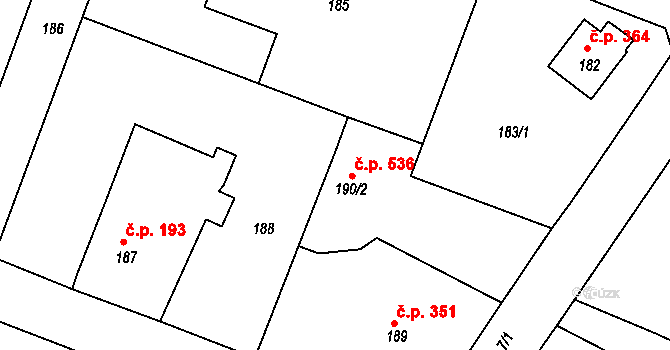 Stráž nad Nisou 536 na parcele st. 190/2 v KÚ Stráž nad Nisou, Katastrální mapa