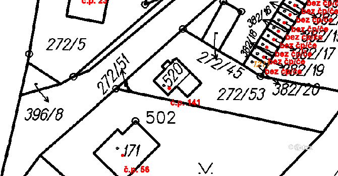 Lenora 141 na parcele st. 520 v KÚ Lenora, Katastrální mapa
