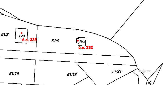 Rounek 332, Vyskytná nad Jihlavou na parcele st. 183 v KÚ Rounek, Katastrální mapa