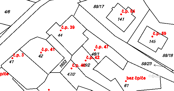 Čechtín 47 na parcele st. 46/1 v KÚ Čechtín, Katastrální mapa
