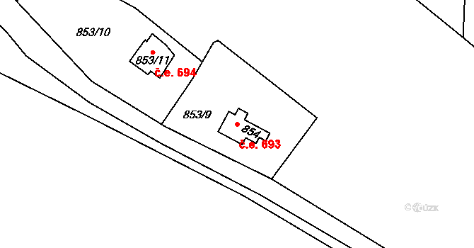 Brná 693, Ústí nad Labem na parcele st. 854 v KÚ Brná nad Labem, Katastrální mapa