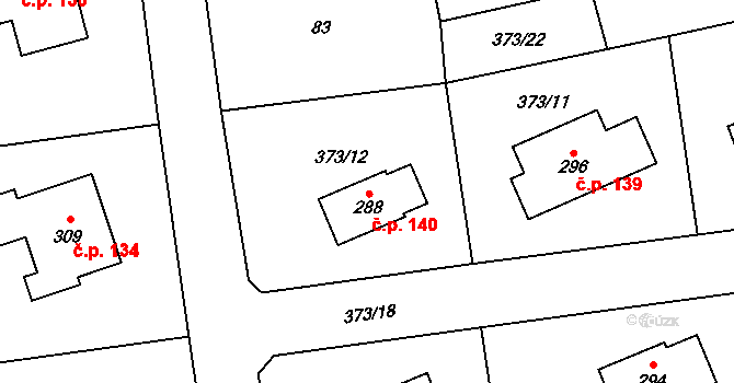 Lipovka 140, Rychnov nad Kněžnou na parcele st. 288 v KÚ Lipovka u Rychnova nad Kněžnou, Katastrální mapa