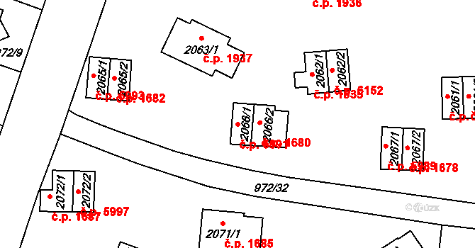 Zlín 5991 na parcele st. 2066/1 v KÚ Zlín, Katastrální mapa