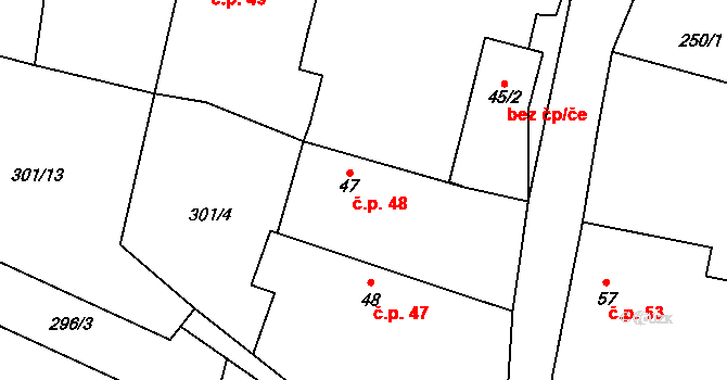 Jetenovice 48, Velký Bor na parcele st. 47 v KÚ Jetenovice, Katastrální mapa