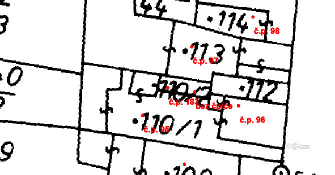 Bernartice 183 na parcele st. 123 v KÚ Bernartice u Milevska, Katastrální mapa