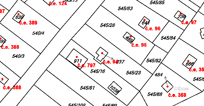 Podhrad 94, Cheb na parcele st. 237 v KÚ Podhrad, Katastrální mapa