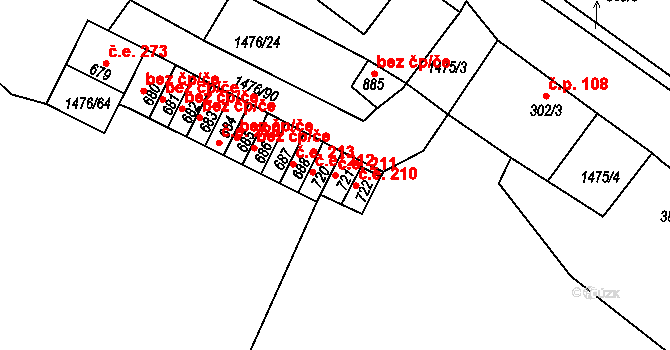 Děčín X-Bělá 211, Děčín na parcele st. 721 v KÚ Bělá u Děčína, Katastrální mapa