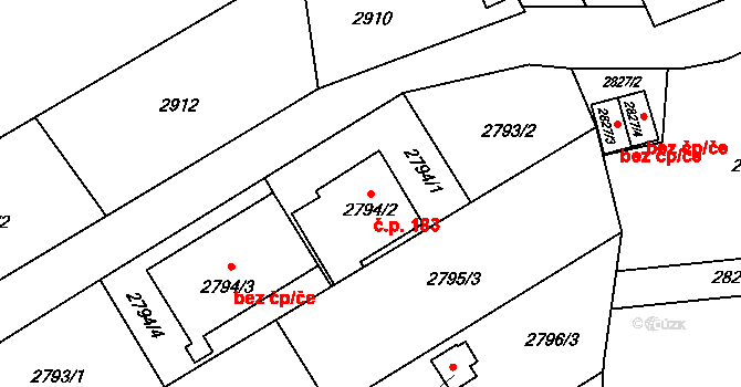 Svinov 183, Ostrava na parcele st. 2794/2 v KÚ Svinov, Katastrální mapa