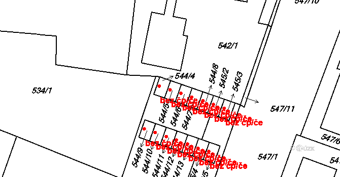 Lipůvka 42 na parcele st. 544/5 v KÚ Lipůvka, Katastrální mapa