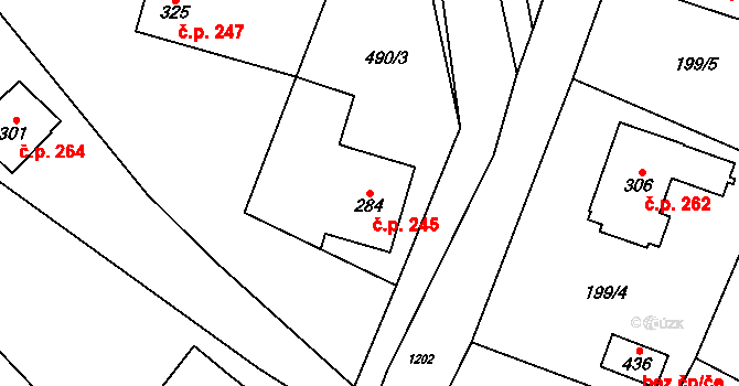 Jimramov 245 na parcele st. 284 v KÚ Jimramov, Katastrální mapa