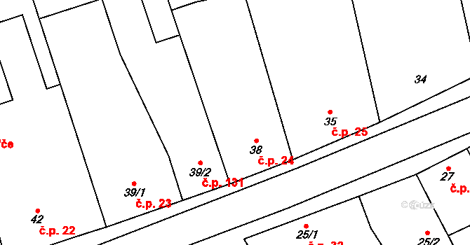 Heroltice 24, Hoštice-Heroltice na parcele st. 38 v KÚ Heroltice, Katastrální mapa