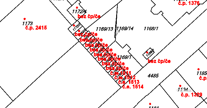 Teplice 39164411 na parcele st. 1169/7 v KÚ Teplice, Katastrální mapa