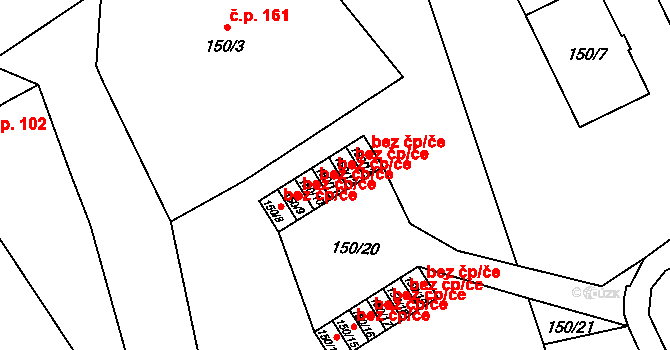 Provodín 41408411 na parcele st. 150/11 v KÚ Provodín, Katastrální mapa