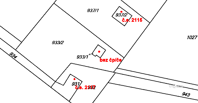 Dolní Těrlicko 2119, Těrlicko na parcele st. 933/1 v KÚ Dolní Těrlicko, Katastrální mapa