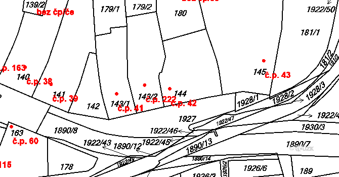 Malenovice 42, Zlín na parcele st. 144 v KÚ Malenovice u Zlína, Katastrální mapa