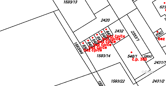 Dašice 42117411 na parcele st. 650 v KÚ Dašice, Katastrální mapa