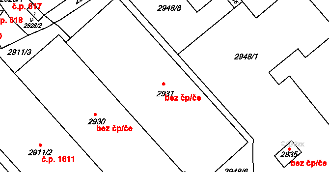 Ústí nad Labem 42172411 na parcele st. 2931 v KÚ Střekov, Katastrální mapa
