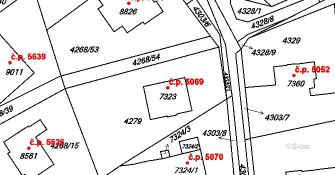 Zlín 5069 na parcele st. 7323 v KÚ Zlín, Katastrální mapa