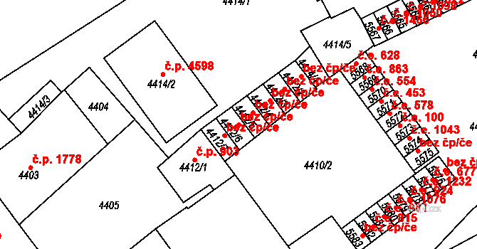 Chomutov 42424411 na parcele st. 4412/6 v KÚ Chomutov I, Katastrální mapa