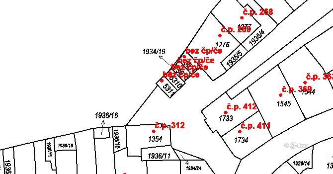 Třebíč 43020411 na parcele st. 5311 v KÚ Třebíč, Katastrální mapa
