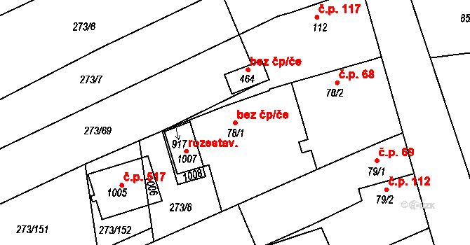 Třemošnice 43306411 na parcele st. 78/1 v KÚ Třemošnice nad Doubravou, Katastrální mapa