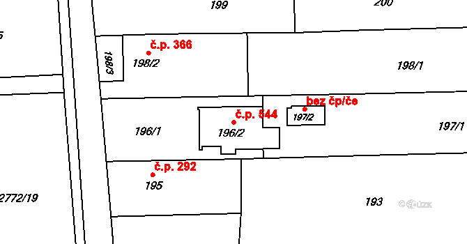 Píšť 544 na parcele st. 196/2 v KÚ Píšť, Katastrální mapa