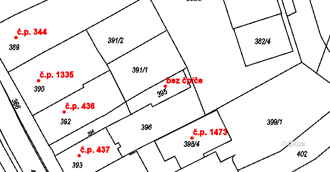 Třešť 44533411 na parcele st. 395 v KÚ Třešť, Katastrální mapa
