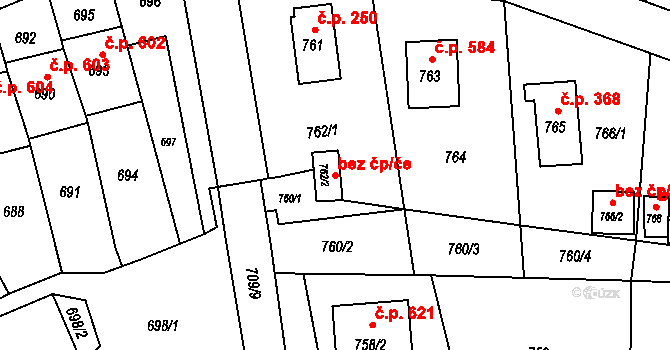 Fulnek 44837411 na parcele st. 762/2 v KÚ Fulnek, Katastrální mapa