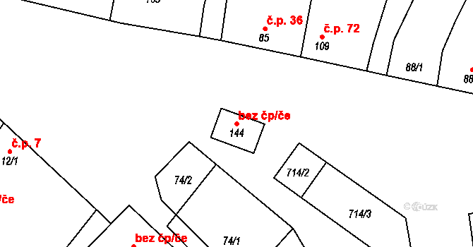 Troubky-Zdislavice 45013411 na parcele st. 144 v KÚ Zdislavice, Katastrální mapa