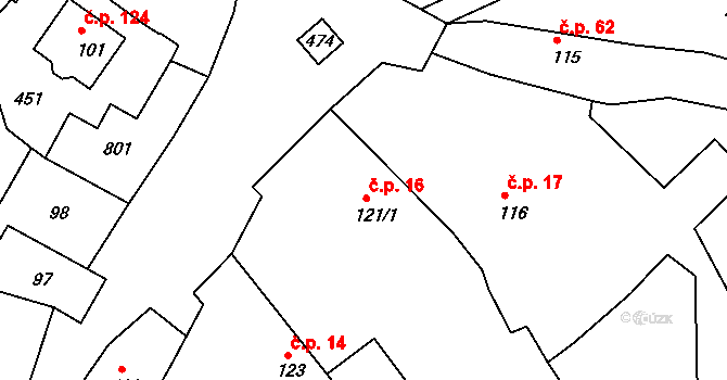 Skrochovice 16, Brumovice na parcele st. 121/1 v KÚ Skrochovice, Katastrální mapa