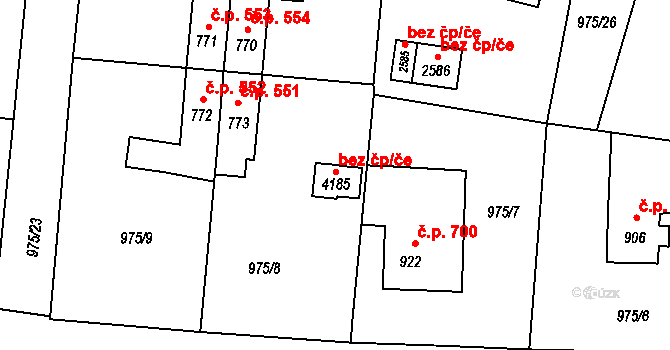 Rožnov pod Radhoštěm 45682411 na parcele st. 4185 v KÚ Rožnov pod Radhoštěm, Katastrální mapa