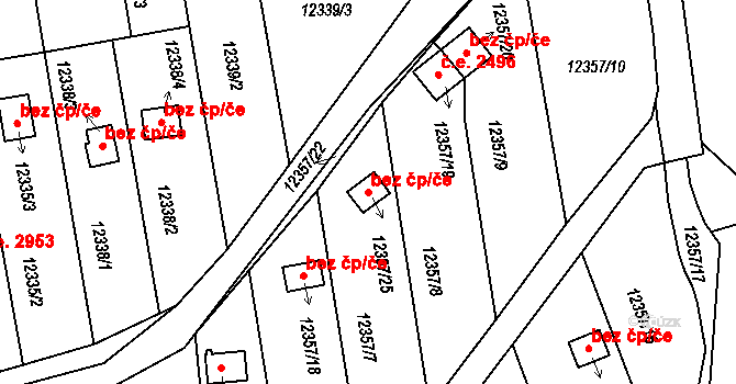 Severní Předměstí 3479, Plzeň na parcele st. 12357/25 v KÚ Plzeň, Katastrální mapa