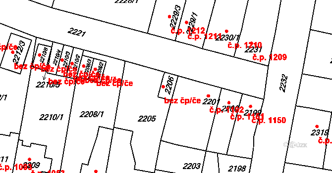 Tachov 49298411 na parcele st. 2206 v KÚ Tachov, Katastrální mapa