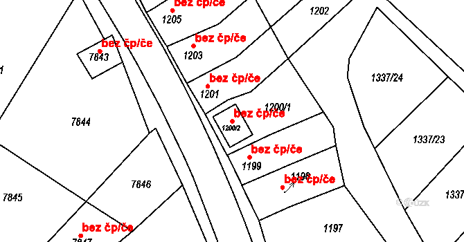 Jaroslavice 49602411 na parcele st. 1200/2 v KÚ Jaroslavice, Katastrální mapa