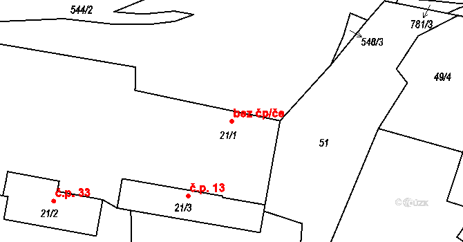 Dolní Hořice 50382411 na parcele st. 21/1 v KÚ Mašovice, Katastrální mapa