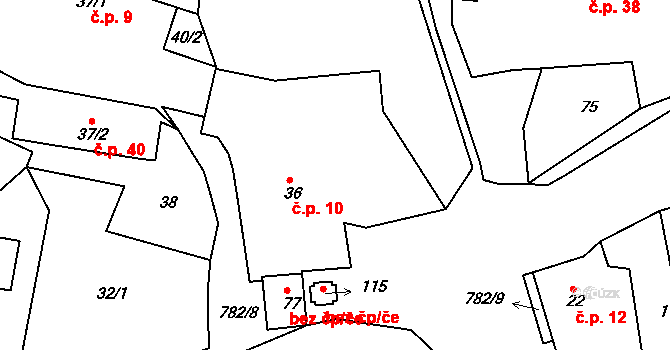 Srlín 10, Bernartice na parcele st. 36 v KÚ Srlín, Katastrální mapa
