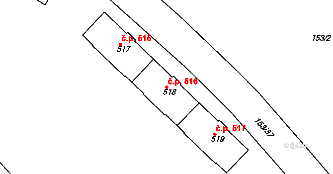 Lobeček 516, Kralupy nad Vltavou na parcele st. 518 v KÚ Lobeček, Katastrální mapa