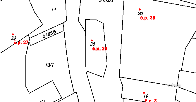 Čímice 29 na parcele st. 36 v KÚ Čímice u Sušice, Katastrální mapa