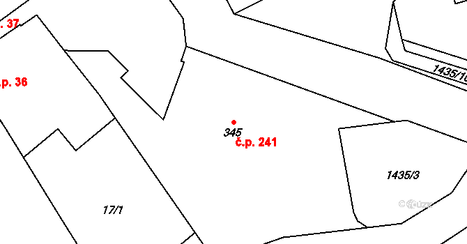 Cheznovice 241 na parcele st. 345 v KÚ Cheznovice, Katastrální mapa