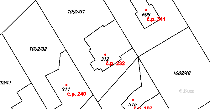 Velká Ves 232, Broumov na parcele st. 312 v KÚ Velká Ves u Broumova, Katastrální mapa