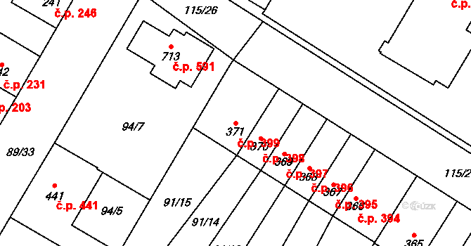 Studánka 399, Pardubice na parcele st. 371 v KÚ Studánka, Katastrální mapa