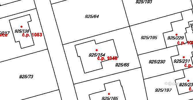 Srubec 1048 na parcele st. 925/154 v KÚ Srubec, Katastrální mapa