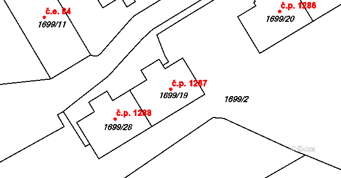 Vejprty 1287 na parcele st. 1699/19 v KÚ Vejprty, Katastrální mapa