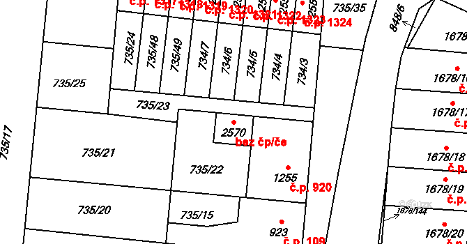 Olomouc 91201411 na parcele st. 2570 v KÚ Hodolany, Katastrální mapa
